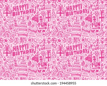 Seamless Doodle Birthday party pattern background