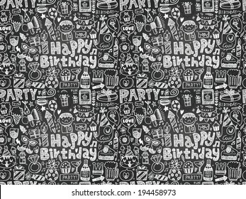 Seamless Doodle Birthday party pattern background