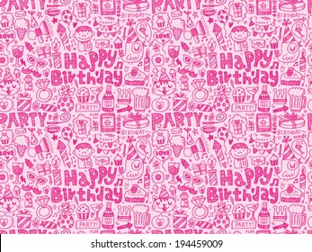 Seamless Doodle Birthday party pattern background