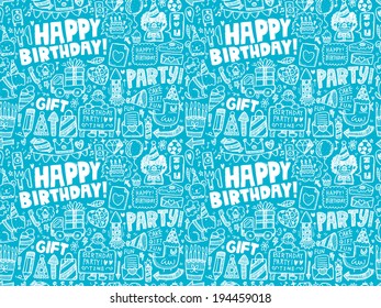 Seamless Doodle Birthday party pattern background