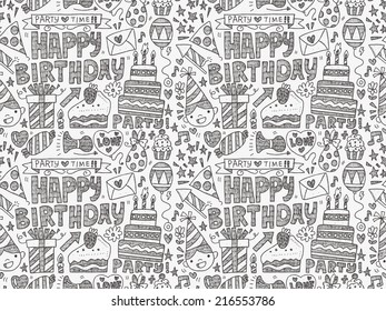 Seamless Doodle Birthday party pattern background