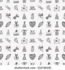 Seamless Doodle Birthday party pattern background