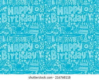 Seamless Doodle Birthday party pattern background