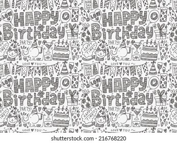 Seamless Doodle Birthday party pattern background