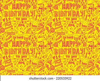 Seamless Doodle Birthday party pattern background