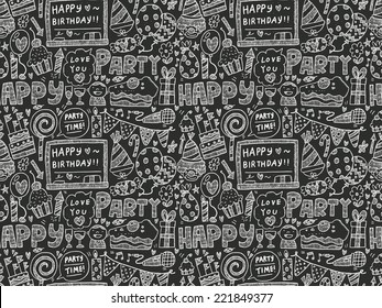 Seamless Doodle Birthday party pattern background 
