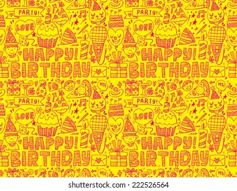 Seamless Doodle Birthday party pattern background