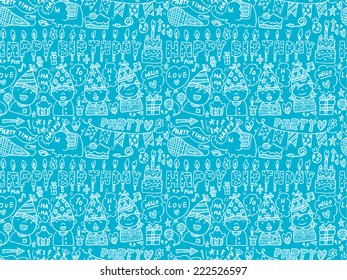 Seamless Doodle Birthday party pattern background