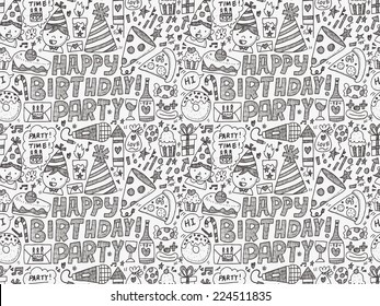 Seamless Doodle Birthday party pattern background