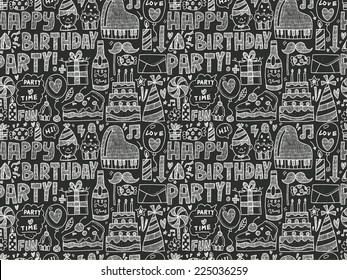 Seamless Doodle Birthday party pattern background