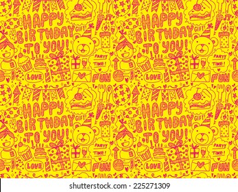Seamless Doodle Birthday party pattern background