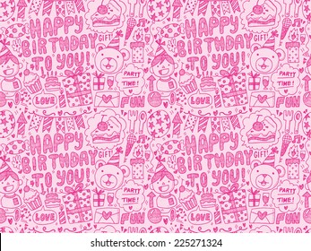 Seamless Doodle Birthday party pattern background