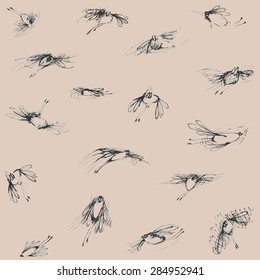 seamless doodle bugs flying