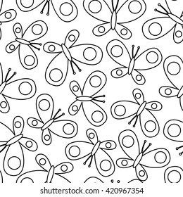 Seamless doodle with butterfly design