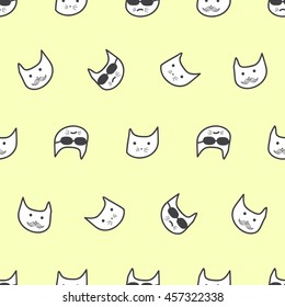 Seamless Doodle Cat Pattern.