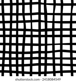 Seamless doodle checkered pattern of horizontal and vertical stripes