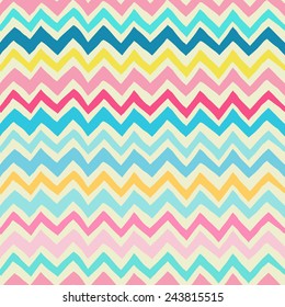 Seamless doodle chevron background, bright colors