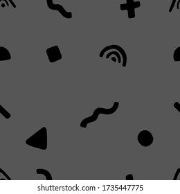 Seamless doodle childish pattern with hand drawn geometric chapes and lines. Creative scandinavian kids texture for fabric, wrapping, textile, wallpaper, apparel. Vector illustration.