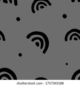 Seamless doodle childish pattern with hand drawn geometric chapes and lines. Creative scandinavian kids texture for fabric, wrapping, textile, wallpaper, apparel. Vector illustration.
