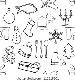 seamless doodle christmas pattern