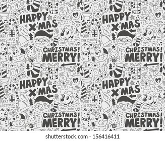 Seamless Doodle Christmas pattern