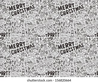 Seamless Doodle Christmas pattern