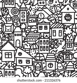 Seamless doodle city vector