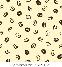 Seamless doodle coffee beans pattern. Hand drawn vector ilustration