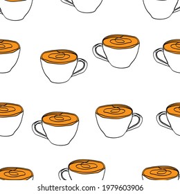 garabato sin fisuras   taza de café con tracción manual vectorial eps.10