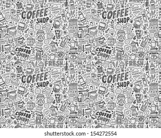 seamless doodle coffee pattern background