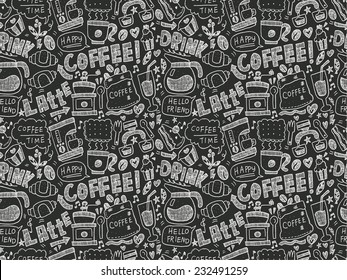 seamless doodle coffee pattern background