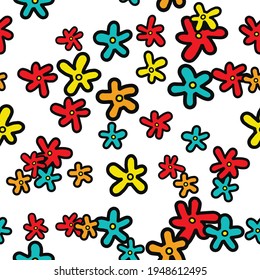 Seamless  doodle colorful flower  pattern  bacground design  vector eps.10