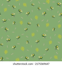 seamless doodle cute and tiny flowers pattern background , greeting card or fabric