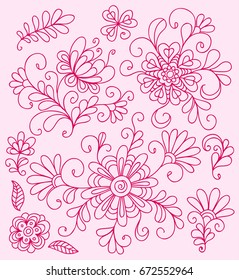 Seamless doodle decorative floral pattern with flowers and leaves