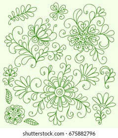Seamless doodle decorative floral pattern with flowers and leaves
