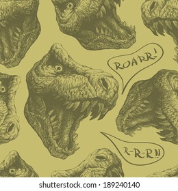 seamless doodle dinosaur pattern eps 8