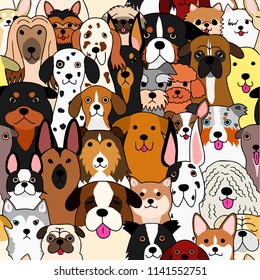 seamless doodle dogs colorful background