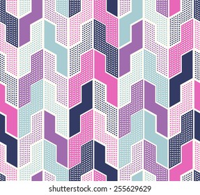 seamless doodle dots colorful patchwork zigzag mesh pattern
