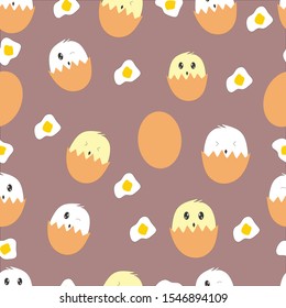 Seamless doodle egg pattern with purple background