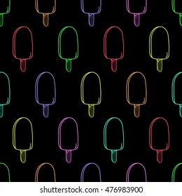 Seamless doodle eskimo pie pattern, hand-drawn ice-cream background, ice-cream vector, for cards, invitations, food design, EPS 8