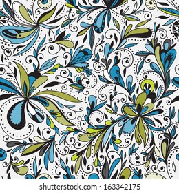 Seamless doodle floral background, gorgeous floral pattern vector illustration