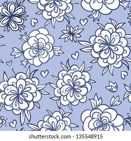 Seamless doodle floral background, vector illustration