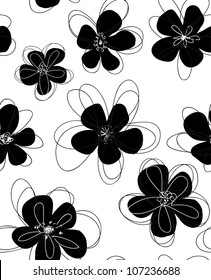 Seamless doodle floral pattern.