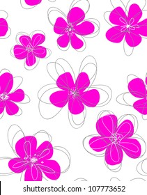 Seamless doodle floral pattern.