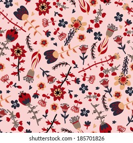 Seamless  doodle floral pattern.