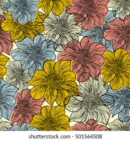 Seamless doodle floral pattern.