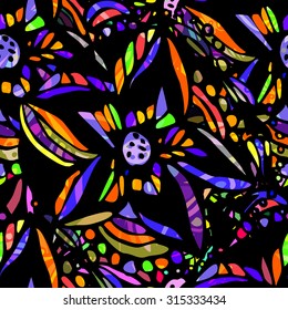 Seamless doodle flower background in vector illustration