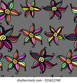 Seamless doodle flower background in vector illustration