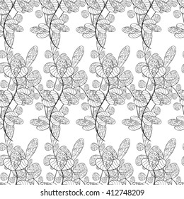 seamless doodle flower pattern in black and white