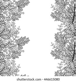 seamless doodle flower pattern in black and white